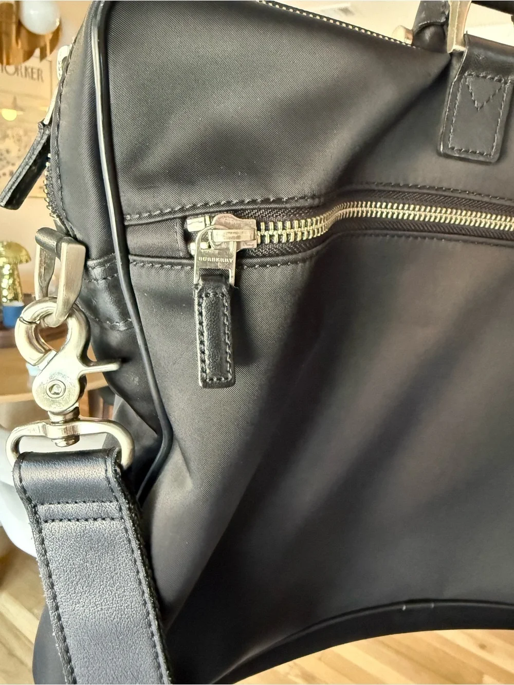 Y2K Burberry Black Nylon & Leather Laptop Briefcase